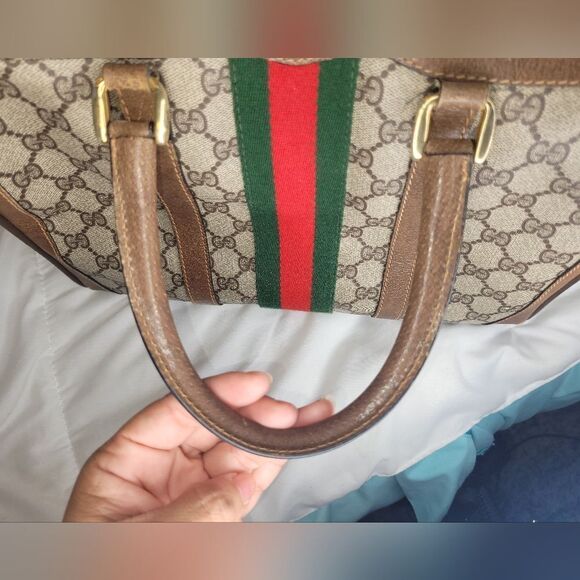 Gucci Supreme Sherry Line Web Monogram Boston Bag. - Picture 10 of 14